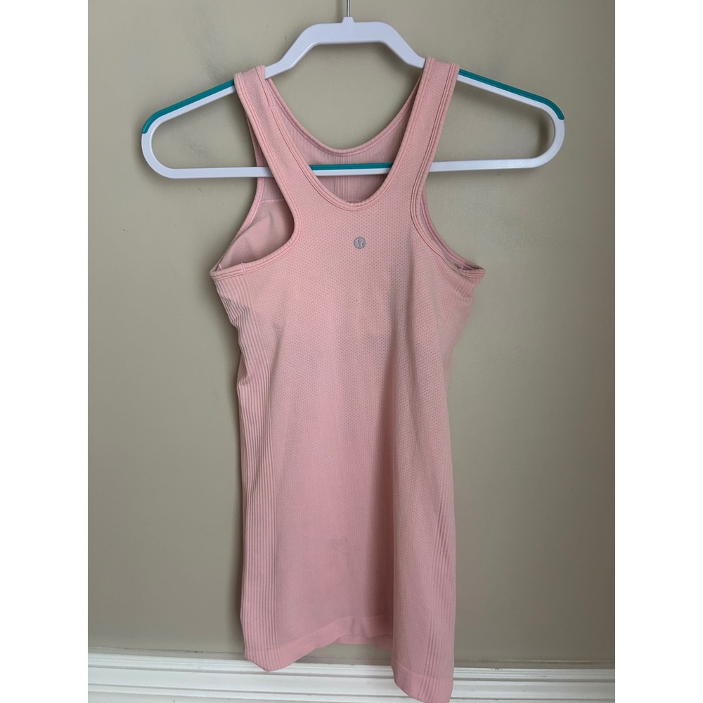 Lululemon Ebb to Street Tank Top Pink Size 4 Padded Shelf Bra Ribbed Seamless - Picture 2 of 5